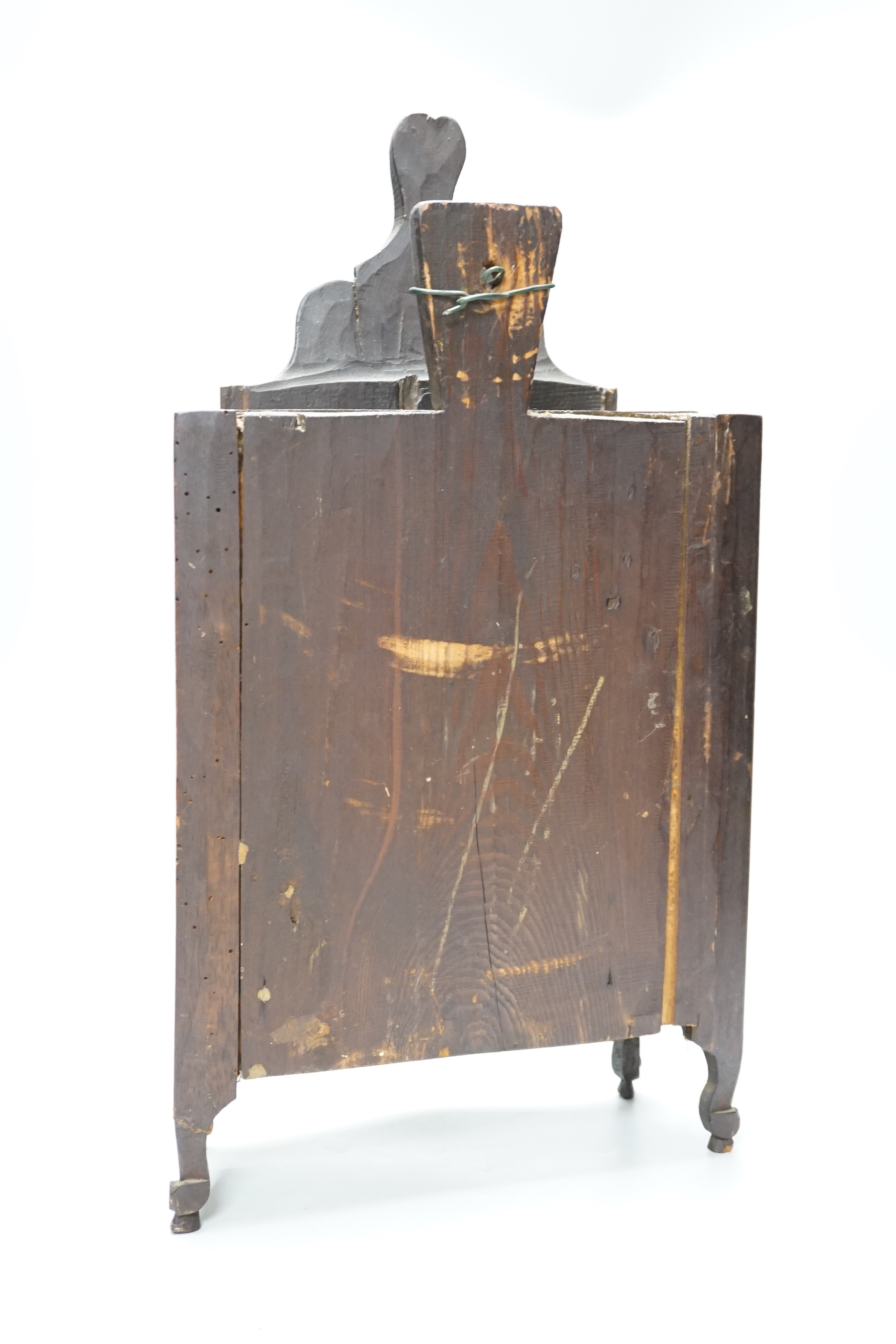 An 18th century French carved walnut miniature armoire/hutch with sliding front panel, 50cm high